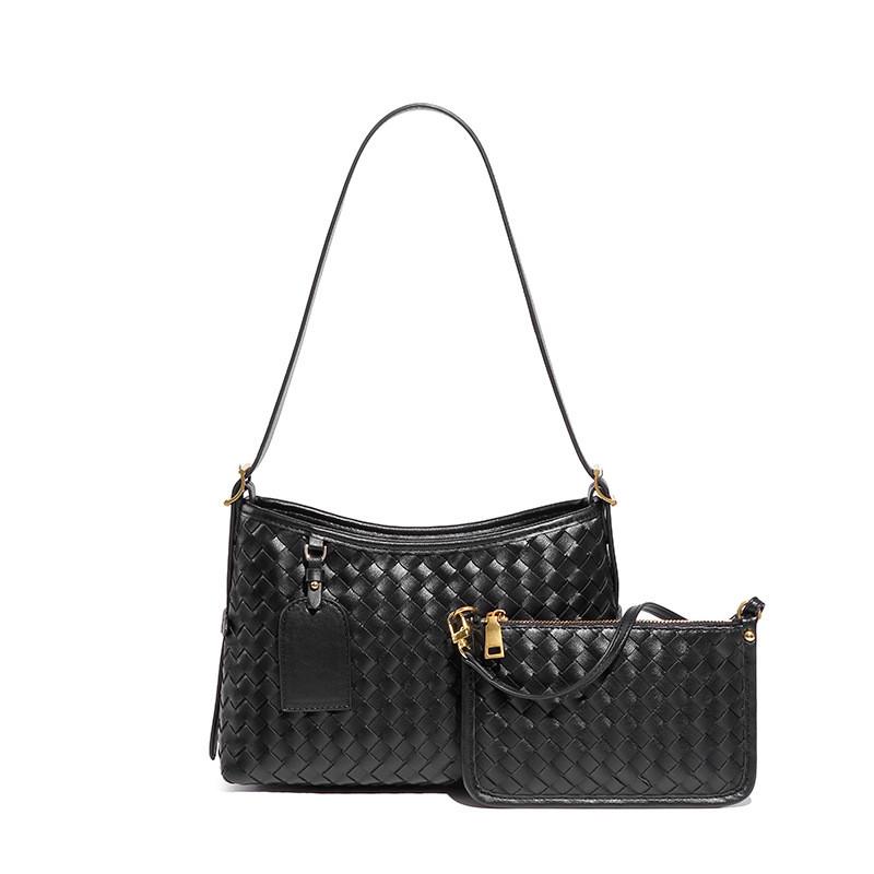 Ielgy Hand-Woven Fashion Retro Two-Piece One-Shoulder Messenger Female Bag Texture Casual Underarm Chi