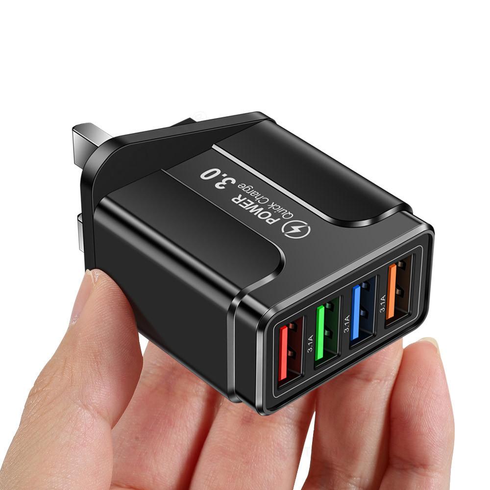 Fast 4 USB Charger Quick Charge 3.0 Fast USB Wall Charger Portable Mobile Charger QC 3.0 Adapter for Xiaomi IPhone X EU US Plug