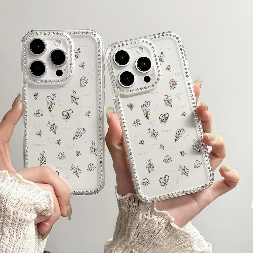 Bracelet Chain Phone Case For iPhone 17 16 15 13 14 for 17Air 17 12 14 16 Pro 17 14 16 Pro Max Sparking Diamond Cute Pattern Hard Cover With Lanyard