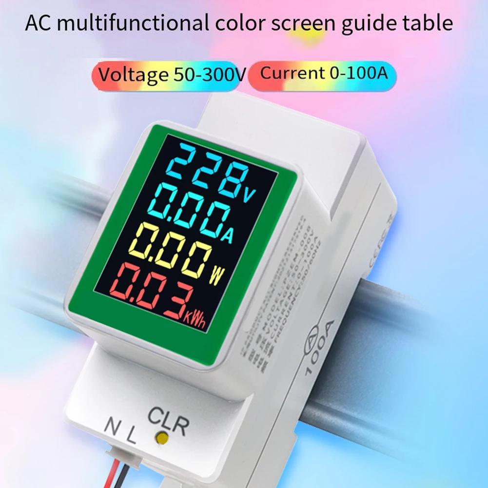 For PZEM-008 Din Rail Electricity Digital Power Energy Meter Watt Kwh Wattmeter Monitor Ammeter Voltmeter AC 50-300V 100A