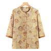 Stylish Chinese-Inspired Summer Top for Elderly Women – Loose Fit, Three-Quarter Sleeves