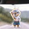 Creative Acrylic Flat 2D Cool Skateboarding Cat Pendant Auto Interior Car Pendant Interior Rearview Mirrors Ornament Car Decora