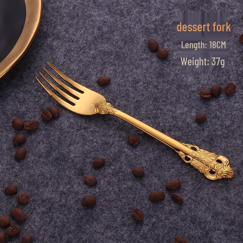 Nordic Court Titanium Gold Tableware Set: 304 Stainless Steel Steak Knife, Fork & Spoon