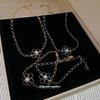 Korean Ins Hollow Flower Pearl Necklace Bracelet Casual Fashion Versatile Jewelry Set Light Luxury Niche Jewelry