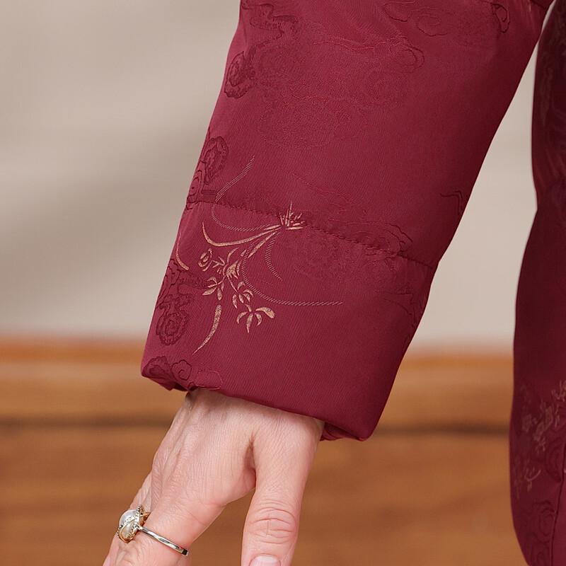 XueZhongFei Women's Embroidered New Chinese Style Down Jacket with Fur Collar