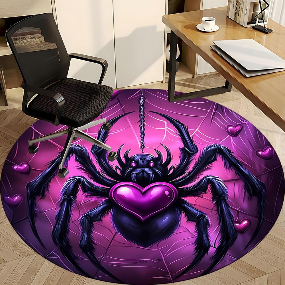 1PC Spider Web Office Round Area Rug, Mat Suitable For Office, Under Office Chairs Bedroom Living Room Home Decor, Room Deco