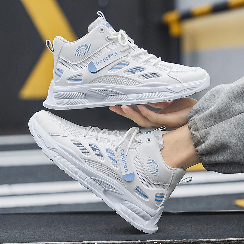 Outdoor High Top Men Casual Shoes Breathable Walking Sneakers Comfortable Athletic Jogging Shoes Lightweigh Fashion Sport Boots