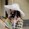 UV Lace Sun Hat with Wide Makes Face Look Smaller [LeafIn] Women's Hat, Protection, Hat, Spring/Summer, Hat, Drawstring, Brim, (Adult, White)
