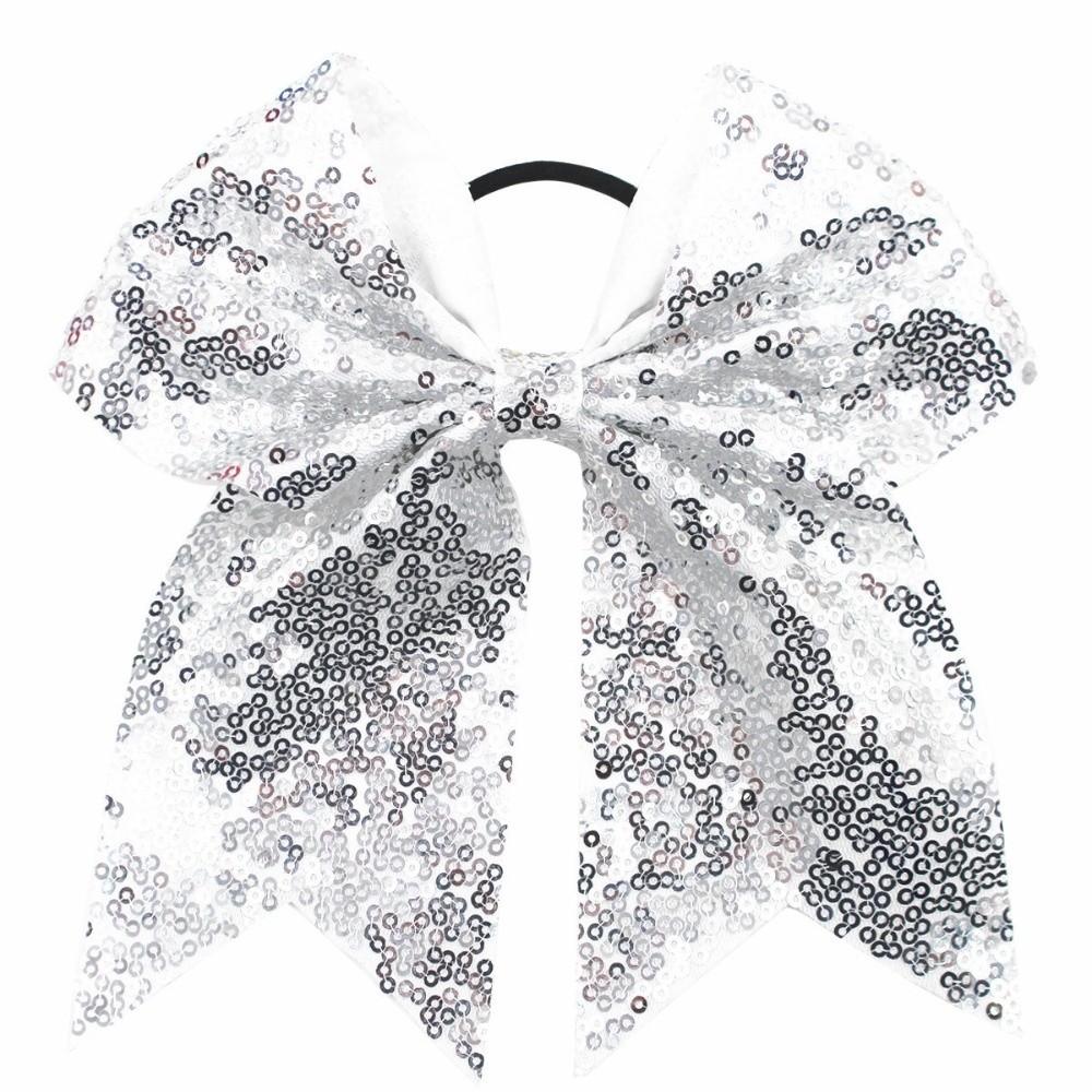 Large Size Sparkly Glitter Bows Shiny Sequins Dovetail Bow Sequins Hair Bows Elastic Hair Ties Pigtail Bows For Kid Girls