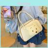 Pooh Bear Plush Doll Decoration Women Tote Bag With Transparent Compartment For Daily Casual Use