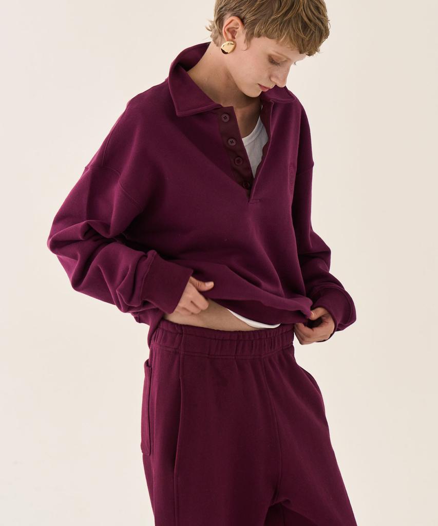 GRIDAJ Minimal Polo Sweatshirt _ Burgundy
