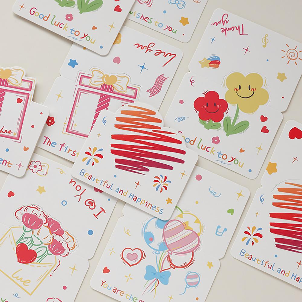 6 pcs Simple and Simple Picture Greeting Card Qixi Valentine's Day Flower Shop Birthday Thank you Card Blessing Card