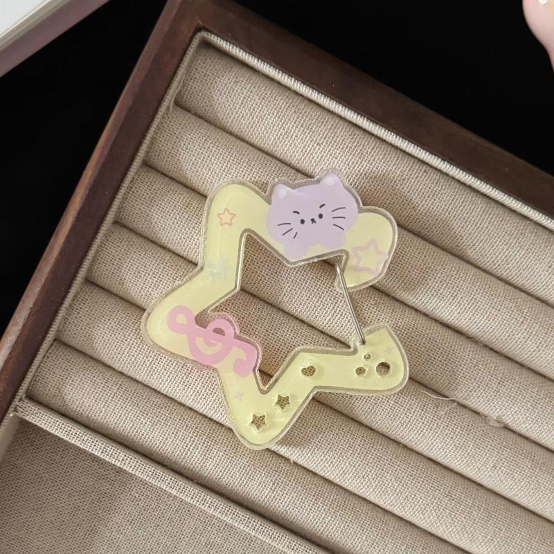 Cartoon Little Bear Star Cake Carabiner Mountaineering Buckle Porous Acrylic Buckle Keychain Backpack Multipurpose Keyring Hook