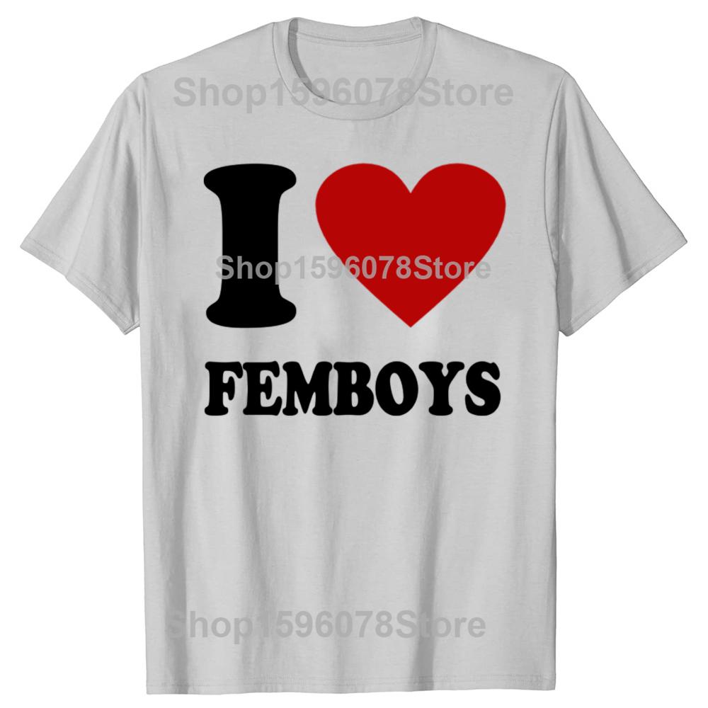 Vtipná červená srdce Miluji femboye Grafická trička Pánská Dámská Bavlna Humor Streetwear Tričko Krátký rukáv Unisex Volné oblečení