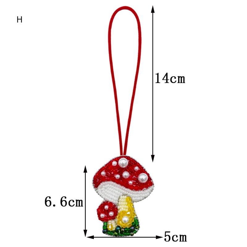 Cute Handmade Mushroom Beaded Bag Charm Colorful Beaded Keychain For Purse Home Decor Hanging Ornaments
