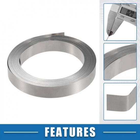 Universal Car Pure Nickel Strip Tape Plate 32.8ft 0.2x10mm Silver Tone Pack of 1