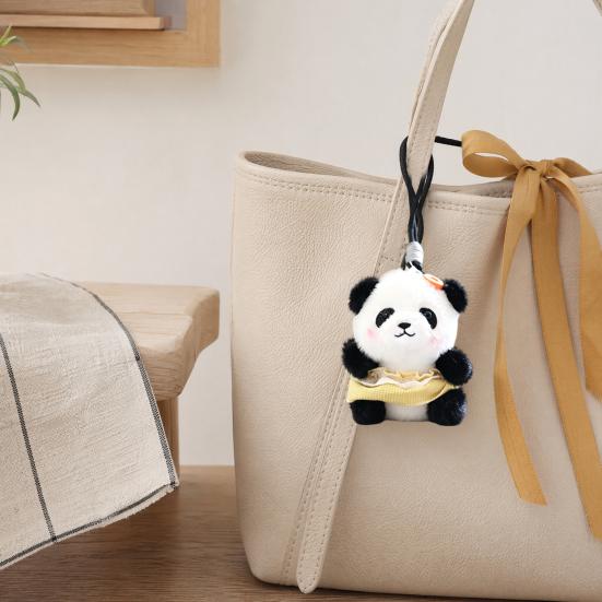Doll Pendant, Mini Size Portable Keychain Pendant, Soft Velvet Fabric Panda Design Doll, Durable Accessory for Bags Keys Backpacks