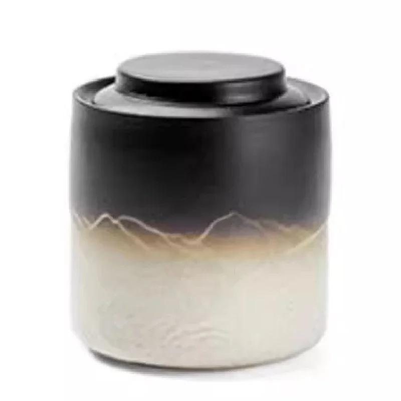 Mountain Sea Painting Ceramic Tea Pot Home Small Tea Storage Tank Storage Tank Living Room Decoration Storage Box with Cover