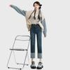 Petite Women's Stretchy High-Waisted Cigarette Pants – Autumn/Winter 2023 Flattering Narrow Leg Straight Jeans