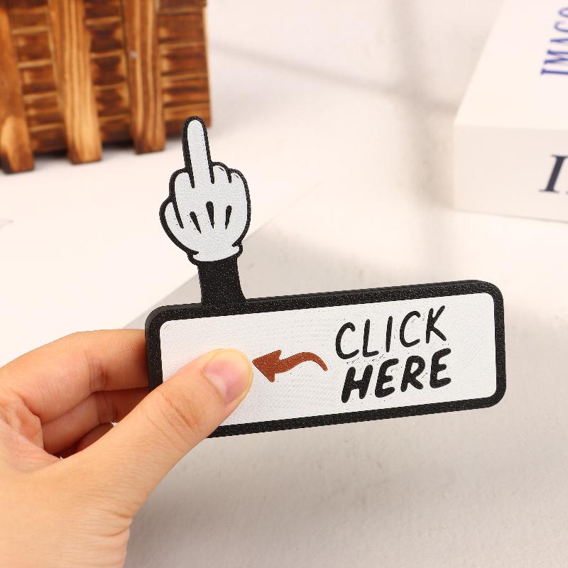 3D Printed The Click Here Surprise Butto Hilarious Prank Gift Funny Pop-Up Middle Finger Fidget Toys
