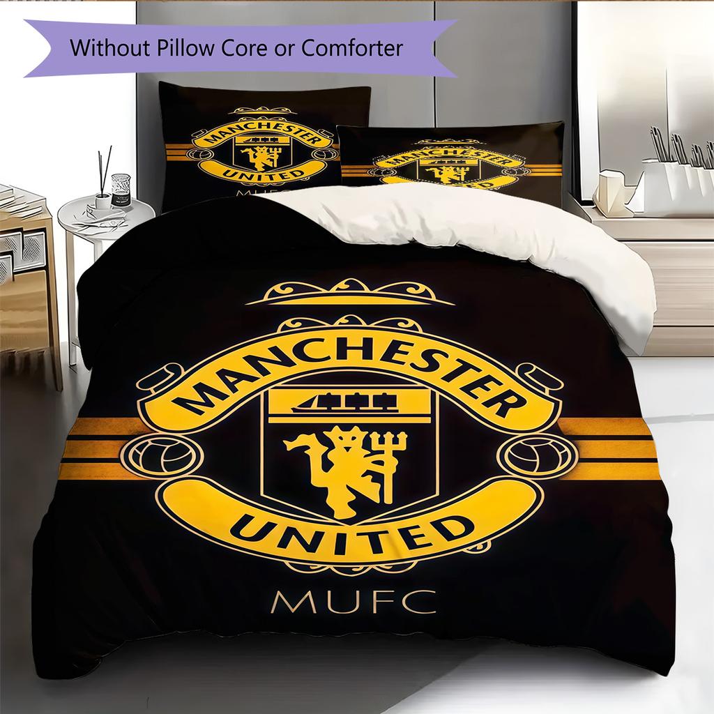 Set Lenzuola Trapunta Manchester United Copripiumino Federa Decorazione Casa Regalo di Compleanno (1 * copripiumino + 2 * federa, senza nucleo)