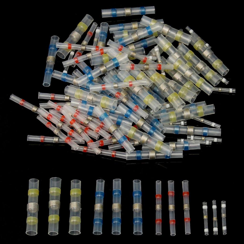 100x//4 Sizes Solder Heat Seal Shrink Butt Wire Connector Terminal Waterproof Kit