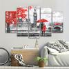 5 Panels Landscape Posters Canvas Painting Building Prints Red London Clock Modern Home Decor Wall Art Pictures For Living Room