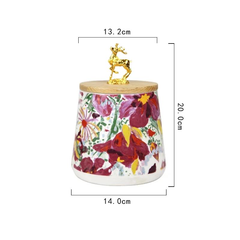 Color Oil Painting Storage Jar Creative Home Kitchen Storage Jar High End Circular Living Room Table Decoration Exquisite Gifts