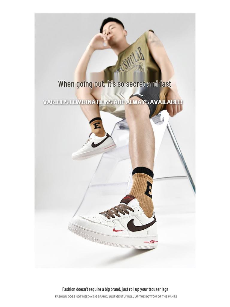 נעלי סניקרס יומיומיות רב-תכליתיות Putian AJ Air Force 1 נמוכות לבן/שחור/זהב לגברים ונשים