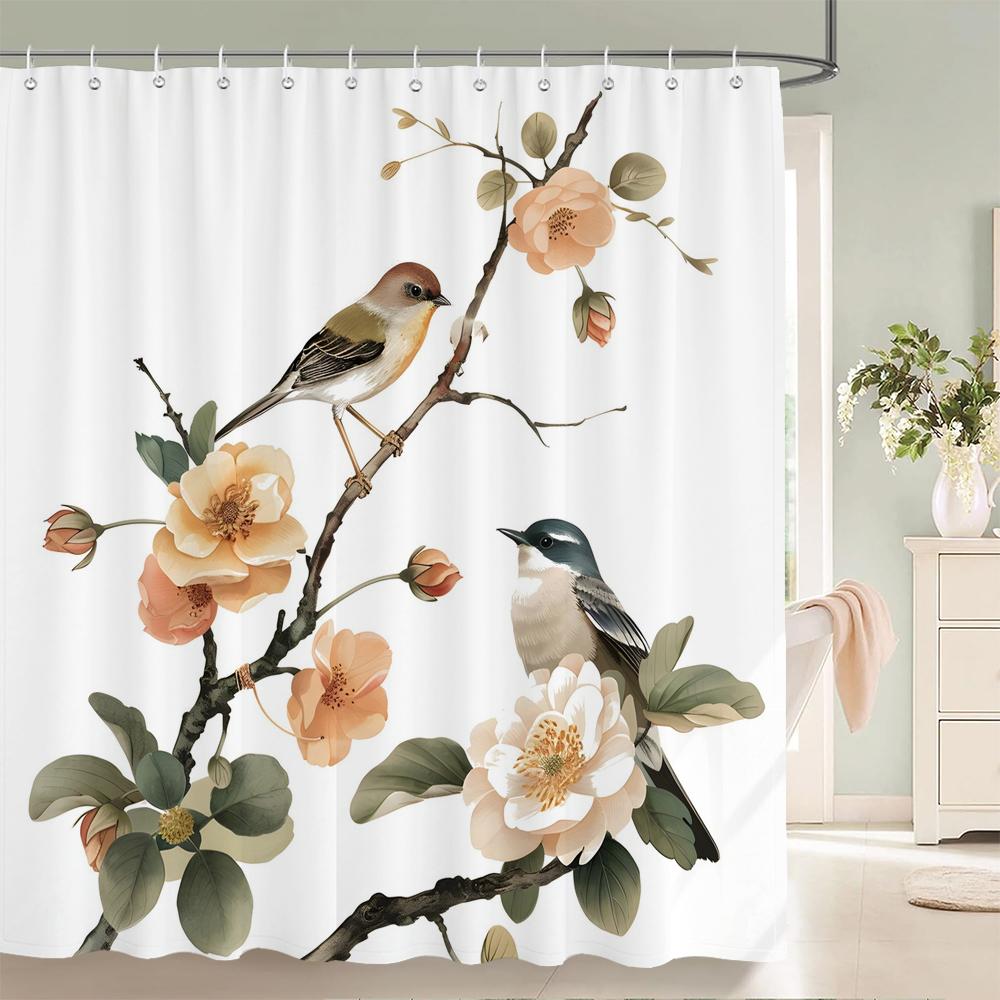 Домашняя шторка для душа для ванной водонепроницаемая ткань современный минималистичный цветочный стиль штора для ванной с крючками декоративная штора W90xH180cm