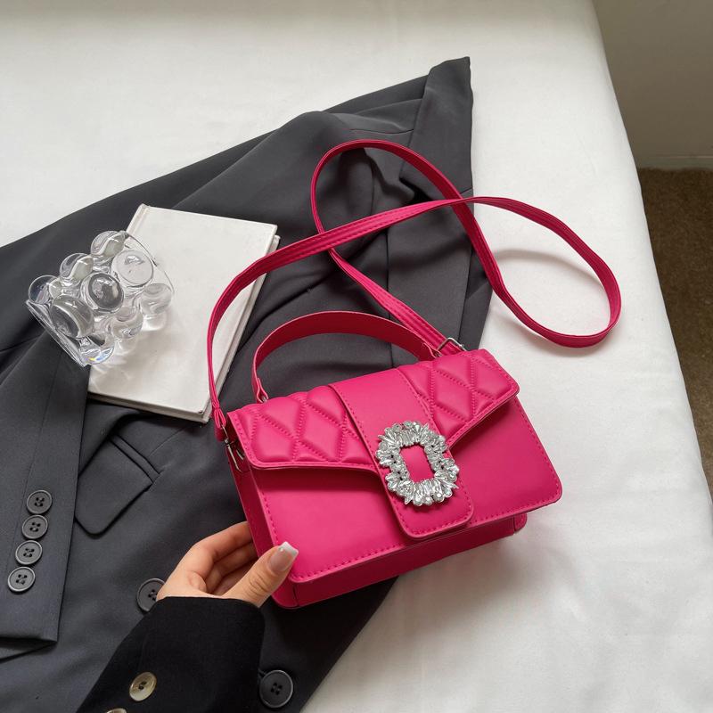 

Solid Color Shoulder Bag for Women s New PU Leather Flap Small Square Crossbody Bag Luxury Design Niche High-end Texture Handbags CLE 20x6x13cm горячий розовый
