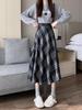 Women's High Waist Plaid Woolen A-line Skirt - Autumn/Winter 2025 Mid-length Umbrella Style