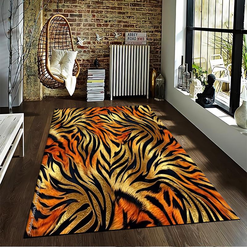 Tiger Stripe Pattern Carpet Non-slip Rug Suitable for Living Room and Bedroom Sofas