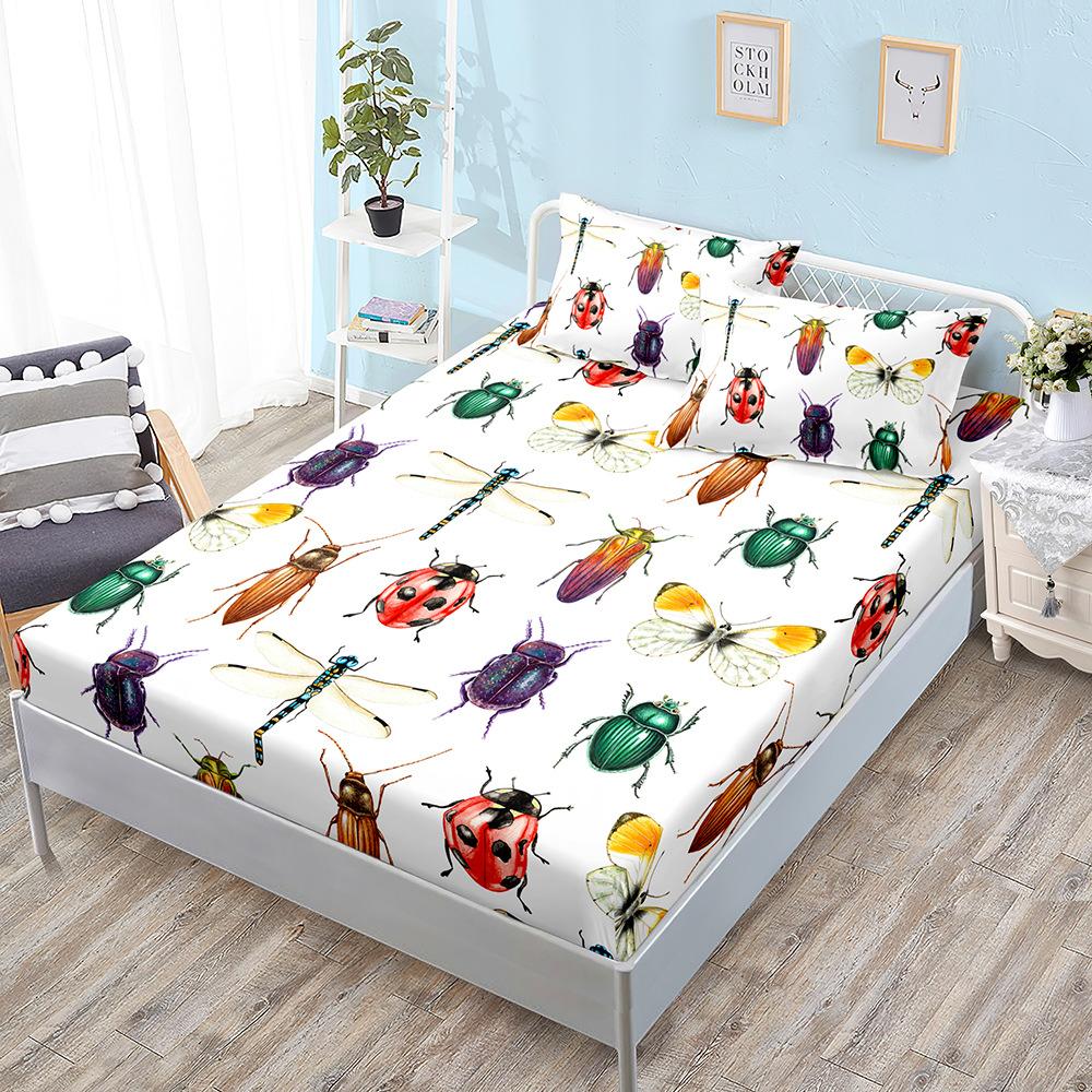 Three-Piece Mattress, Bed Cover, Insect Butterfly Decorative Mattress, Protective Cover, Bed Sheet All-Inclusive.