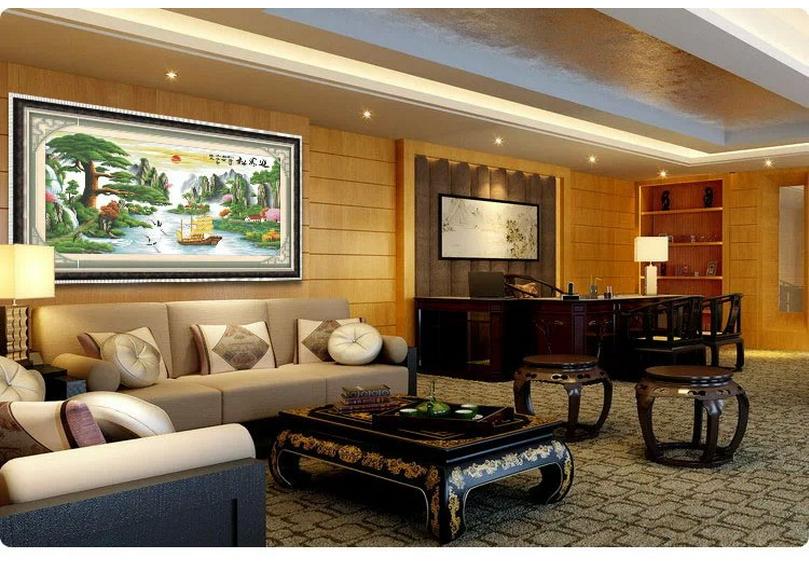 2m 3m New Style Precise Printing Silk Thread Landscape Cross-Stitch: Welcoming Pine Wealth Version
