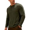 Men's Solid Color Stand Collar Henley Shirt, Long Sleeve Business Casual Sports Top, Spring Summer Daily Versatile Pullover T-Shirt