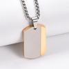 Blank Tag Men's Pendant Necklaces Stainless Steel Chain Necklace Square Pendant  For Men and Women
