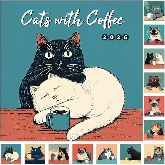 2026 Wall Calendar - 2026 Calendar, January - December 2026, 12" x 24" (Open), Cats Calendar 2026 with Hanging Hole for Home & Office