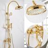 Tuqiu Gold Badezimmer Duscharmatur Set Chrom Badezimmer Regendusche Mischbatterie Poliertes Gold Messing Bad- und Duscharmatur Set