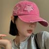 Retro Hole Baseball Cap for Women In Spring and Summer, Featuring a Small Face and a Pink Duckbill Cap with a Wide Brim