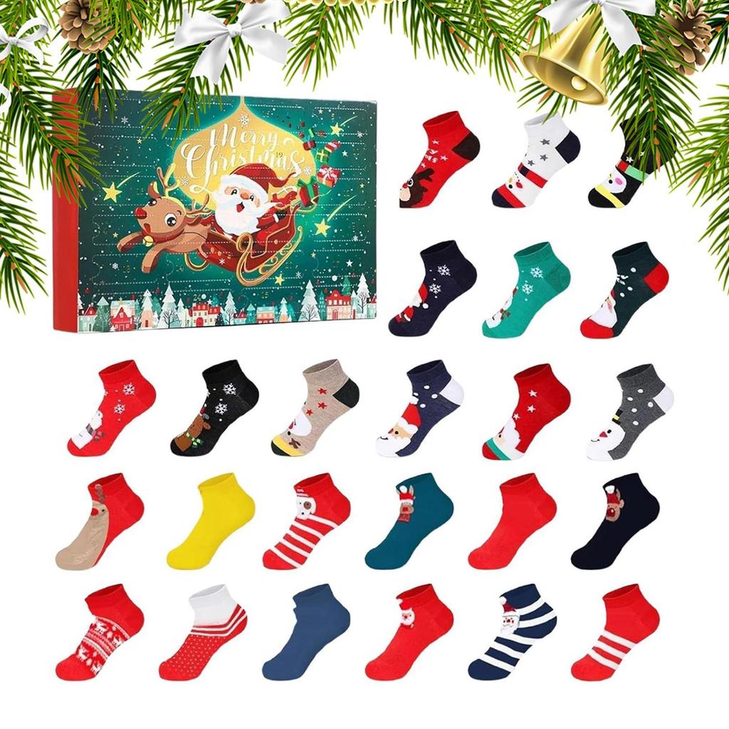 2025 Julnedräkningskalender 24-dagars Rolig Adventskalender med Strumpor för Barn Semester Födelsedagskalas Småpresenter Hem Daglig Gåva