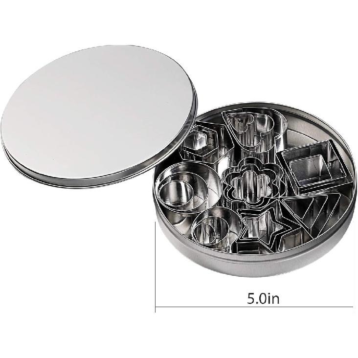 Mini Cookie Cutter Shape Set-24 Small Stainless Steel Metal Stamps,Including: Flower,Heart,Star,Circle,Triangle,Octagon,Square,Oval-cut Fondant and