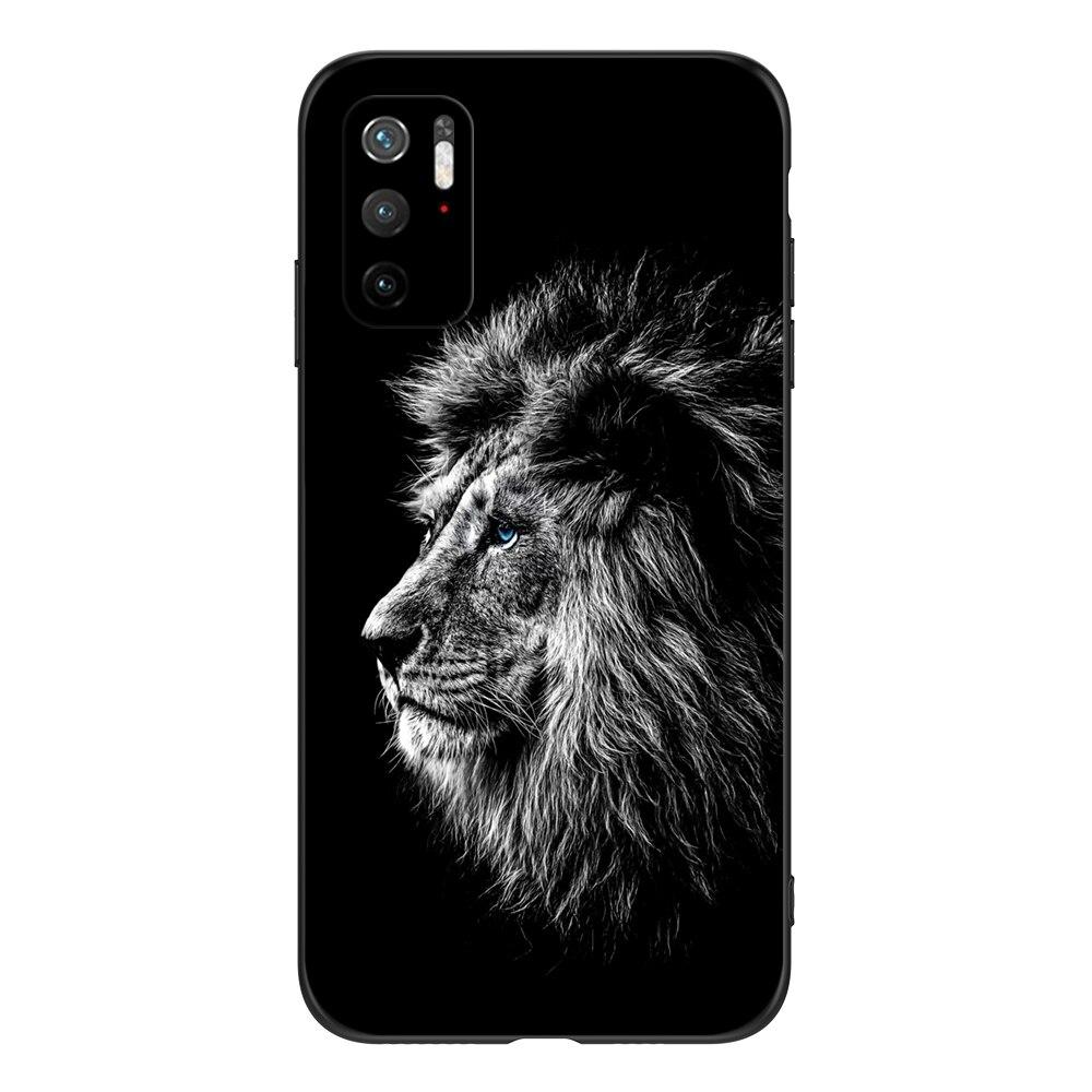 For Poco M3 Pro 5G Case 6.5" Xiaomi Redmi Note 10 5G Phone Back Cover Bumper POCOPHONE Black Tpu Case Lion Wolf Tiger Dragon
