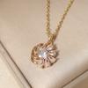 Flower Shape Pendant Necklace for Women Golden Stainless Steel Clavicle Chain Wedding Party Daily Wear Jewelry Accessories