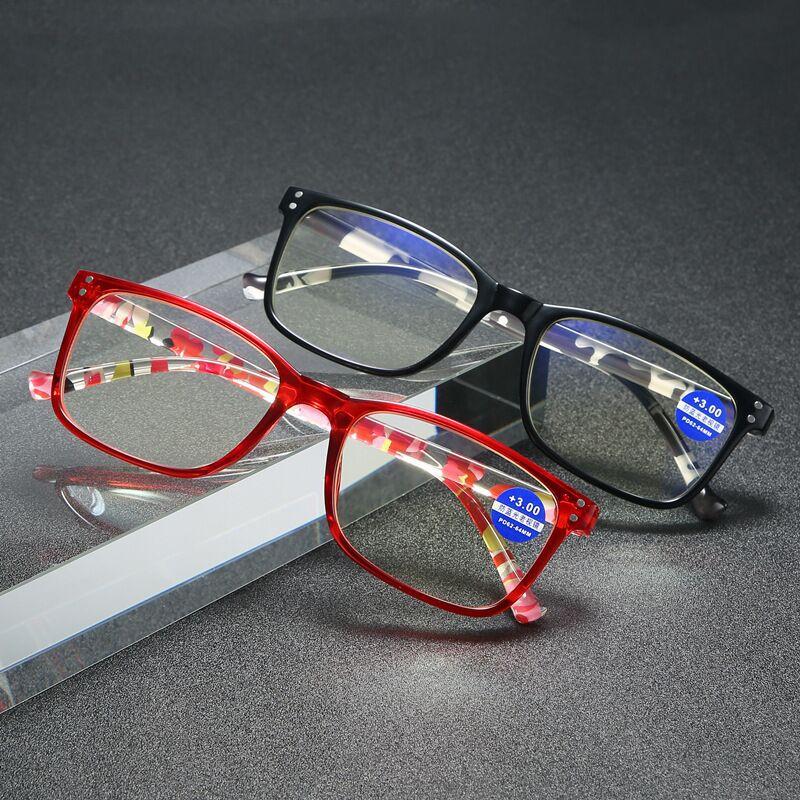 New Women Reading Glasses Ultra-light Anti-blue Light Flower Print Resin Eyewear +1.0~+4.0 Magnifying Presbyopic