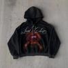 Y2K Gothic Letter Print Oversized Zip Up Hoodie Streetwear Teens