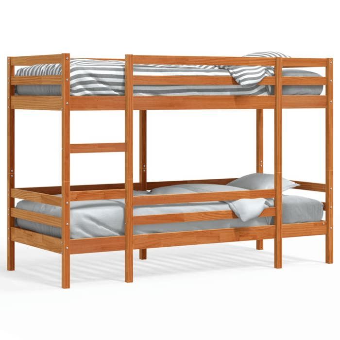 VidaXL Bunk Bed Wax Brown 75x190 Cm Solid Pine Wood, Loft Bed, Bunk Bed Frame, Wooden Bunk Bed 3284226