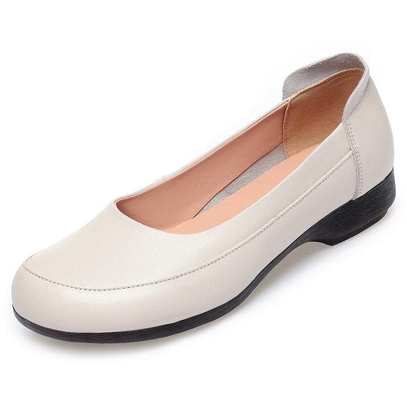 Fashion Genuine Leather Women's Shallow Mouth Single Shoes Women Pumps Fashion Large Size Low Heels Cozy Soft Soles Loafers Casual Shoes