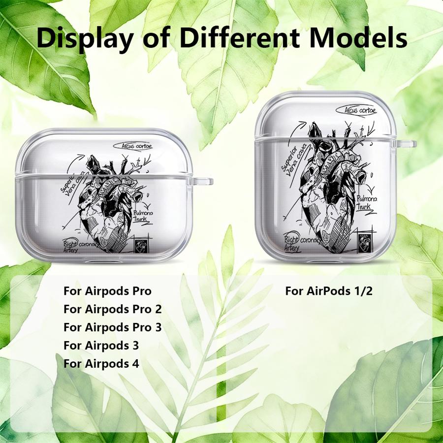 Case For Airpods 4 2 3 Pro2 Pro Pro3 1 Clear Earphone Cases Cover Line Heart Pattern