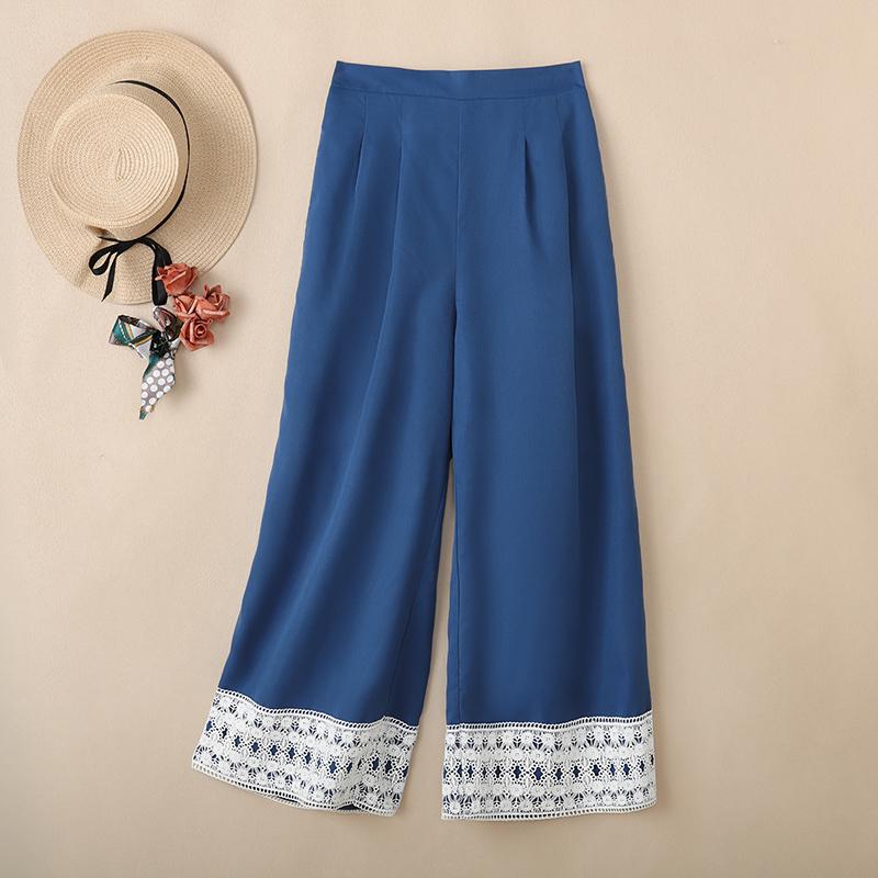 ZANZEA Women Casual Elastic Waist Loose Patchwork Loose Pants